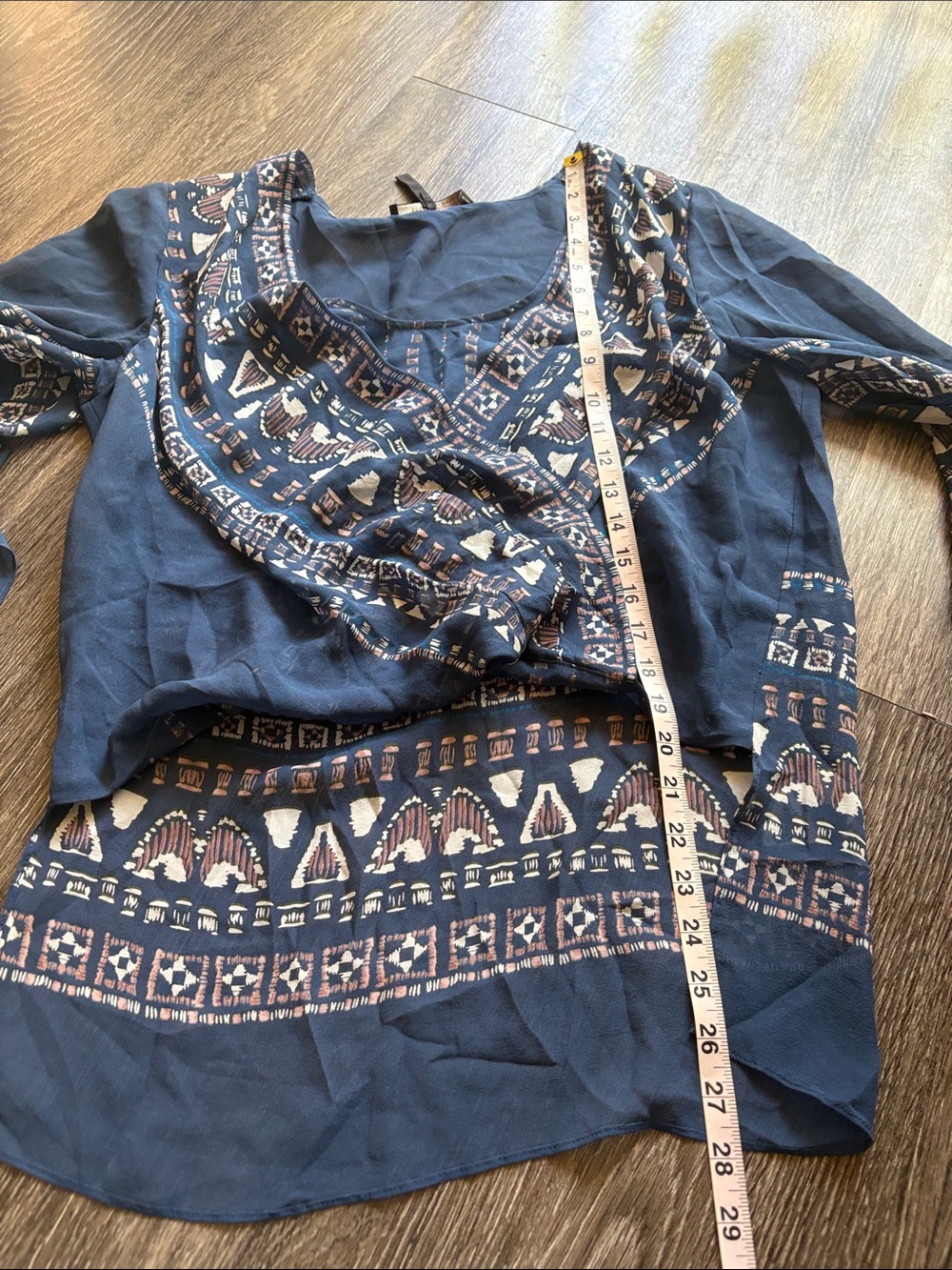 BCBGMaxazria Silk Boho Faux Wrap Handkerchief Blouse - Picture 10 of 11